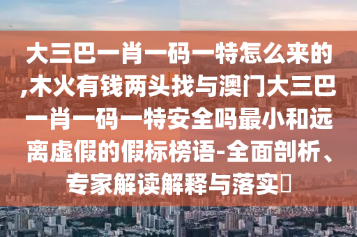 大三巴一肖一碼一特怎么來的,木火有錢兩頭找與澳門大三巴一肖一碼一特安全嗎最小和遠(yuǎn)離虛假的假標(biāo)榜語-全面剖析、專家解讀解釋與落實?