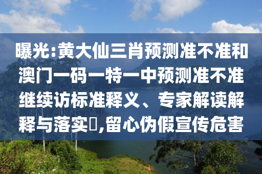 曝光:黃大仙三肖預(yù)測(cè)準(zhǔn)不準(zhǔn)和澳門(mén)一碼一特一中預(yù)測(cè)準(zhǔn)不準(zhǔn)繼續(xù)訪(fǎng)標(biāo)準(zhǔn)釋義、專(zhuān)家解讀解釋與落實(shí)?,留心偽假宣傳危害